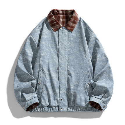 Men's Jacket Spring and Autumn Large Size Loose American Style Trendy Jacket Lapel Motorcycle Casual Retro Versatile Leather Jacket Top