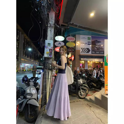 2025 New Wisteria Garden Skirt for Women, Spring and Autumn Slimming Long A-Line Skirt, Elegant Fairy Purple Skirt