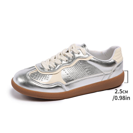 Comfortable Versatile Soft-Soled Silver Training Shoes for Women 2025 New Retro Casual Classic Sneakers
