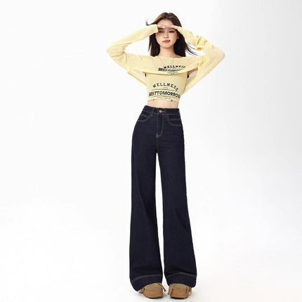 High Waist Micro Lamar Jeans Women's 2025 Trendy All-match New Slim-fit Slimming Loose Simple Trumpet Long Pants
