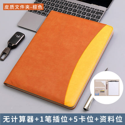 A4 Leather Folder Customized Business Multi-Functional 4S Sales Manager Talks about Single Measuring Room Folder with Calculator Board Clip