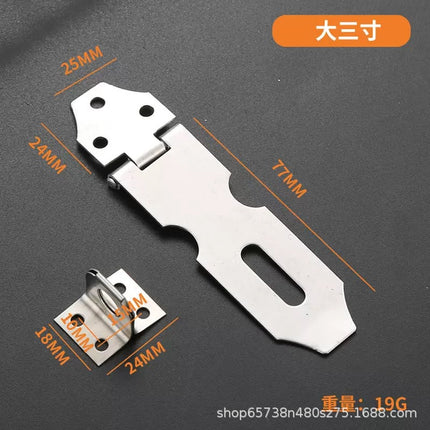 Stainless Steel Latch Lock Door Nose Wooden Door Surface-Mounted Bolt 90-Degree Right Angle Lock Plate Door Buckle Door Bolt Door Lock with Lock