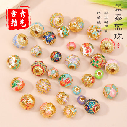 Cloisonné Oil-Dropping Cut Out Auspicious Cloud Lotus Bead Accessories Oil-Dropping Copper DIY Handmade Bracelet Necklace Jewelry Accessories