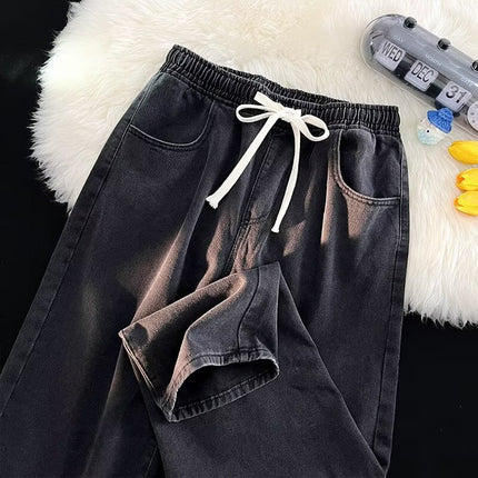 Fashion Retro Jeans Loose High-Waisted Slimming Wide-Leg Straight Floor-Length Spring and Autumn Versatile Straight Wide-Leg Pants