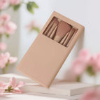 5 makeup brushes with mirror (apricot color) long style