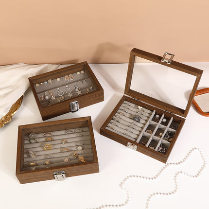 Wooden Jewelry Box Necklace Jewelry Ring Jewelry Box Jewelry Storage Box Bracelet Solid Wood Black Walnut Display Stand
