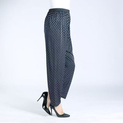 Foreign Trade Plus Size Middle-aged and Elderly Summer Thin Breathable Nine-point Flower Pants Mom Pants Ice Silk Loose Straight Pants