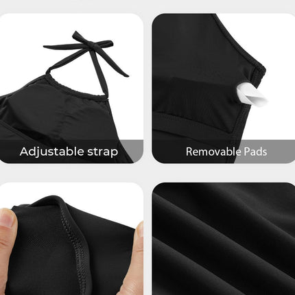 2025 New Export Pure Color Suspender Halter Swimsuit European and American Outer Wear Tube Top Sexy Bikini Swimsuit Top