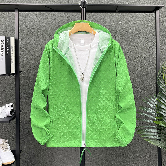 Summer Thin Jacquard Sunscreen Clothing Men's Outdoor Sports Fishing Skin Clothing Trendy Brand Ice Silk Sunscreen Clothing Men's