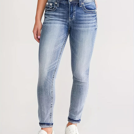 2408 # New Women's Jeans Slim Fit Versatile Stretch Embroidered Jeans Pencil Pants