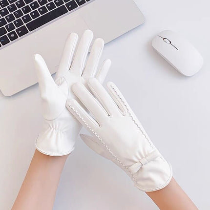 Women's autumn and winter touch screen leather gloves colorful thickened warm riding driving gloves fashion Korean style Foreign trade Wholesale