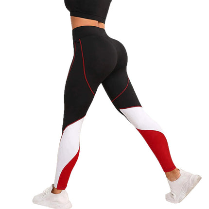 Cross-border Yoga Pants European and American Stitching High Waist Sexy Running Pants Women's Hip Sweat-lifting Leggings