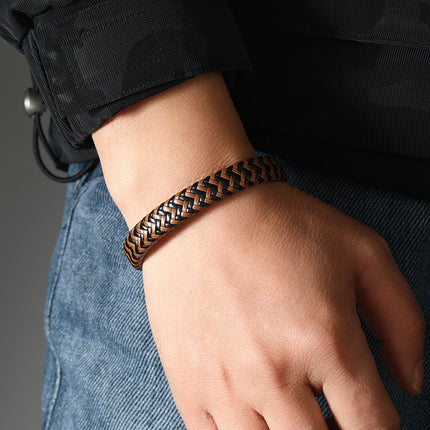Cross-Border European and American Couple's Best-Selling Leather Bracelet, Niche Men's and Women's Leather Rope Magnetic Buckle Bracelet, Trendy and Simple