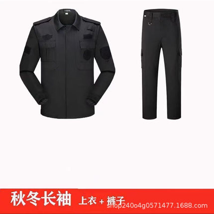 Security Work Clothes Spring and Autumn Suit Black Training Jacket Twill Straight Security Coat Autumn and Winter Long-Sleeved Security Uniform