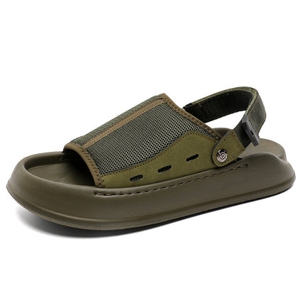 Fashionable Casual Versatile Sandals with Velcro Thick-Soled Men's Shoes 2025 New Summer Outdoor Lightweight Two-Wear Beach Shoes