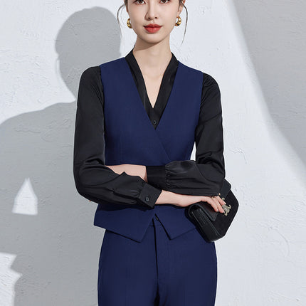 New Elegant Vest Pants Shirt suit Slim-fit Formalwear Fashion Commuting Light Luxury Professional Executive Front Desk Tooling