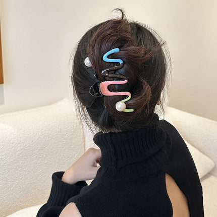 Advanced Sense Color Wave Big Grab Clip Elegant Sweet New Shark Clip Internet Red Back Head Plate Hair Grab Women's Headwear