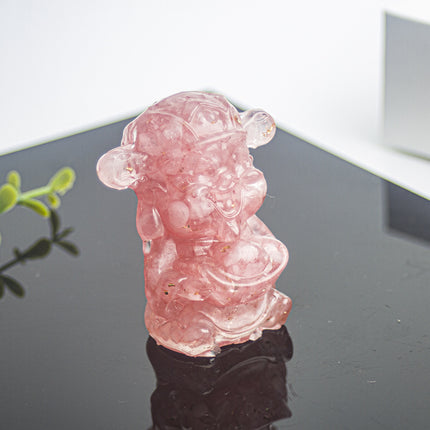 Cross-border Natural Crystal Gravel Glue Dripping God of Wealth Lucky Treasure Desktop Living Room Home Accessories Gift Ornaments