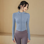 Gray lake blue-waist slimming / S