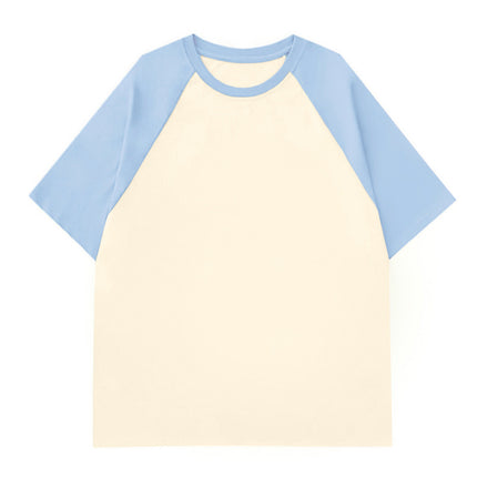 Cross-Border Supply Manufacturer Direct Sales T-Shirt Custom Round Neck Loose Raglan Short-Sleeved T-Shirt Light Board Blank Board Summer Girls