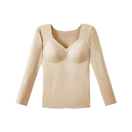 Mousse Velvet Jelly Strip Thermal Underwear for Women, Invisible Foundation, Skin-Warming, Brushed Thermal Long-Sleeve Base Layer
