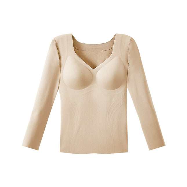 Mousse Velvet Jelly Strip Thermal Underwear for Women, Invisible Foundation, Skin-Warming, Brushed Thermal Long-Sleeve Base Layer