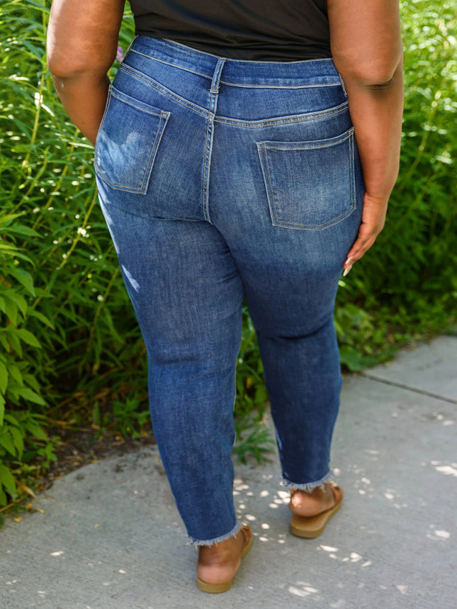 【Clearance Sale】Guangzhou Source Tiktok Pop In-Stock Extra Large Size Women's Jeans High Elasticity Zipper Mid-Waist