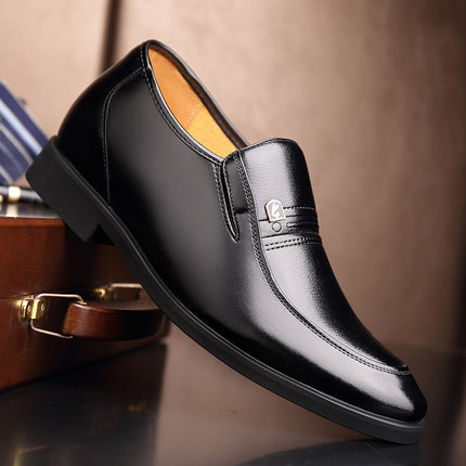 Factory 2023 spring men's leather shoes business formal wear increased men's shoes casual pointed wedding shoes a generation of hair
