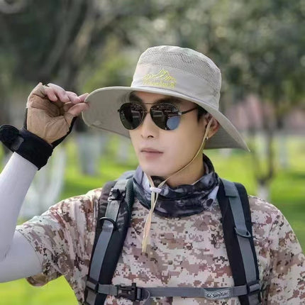 Japanese Fishing Drawstring Fisherman Hat Sun Shade Breathable Sunscreen Outdoor Mountaineering Fishing Hat Western Cowboy Hat