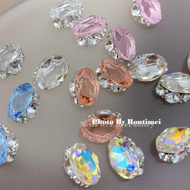 New Nail Art Accessories with Transparent Base and Stacked Diamonds, High-End Easy-To-Burst Style, Versatile Pigeon Egg Nail Accessories, Finished Diamonds