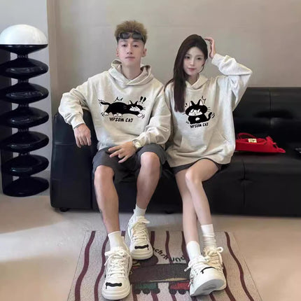 High-End Men's and Women's Long-Sleeved Ins-Style Tops, Special Couple Wear, Autumn and Winter Velvet Hooded Sweatshirts, Trendy Brand Class Uniforms