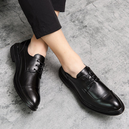 Leather Shoes for Young Men, Korean Style British Trendy Shoes, Casual Business Formal Leather Shoes, Size 45 Men's Suit Wedding Shoes