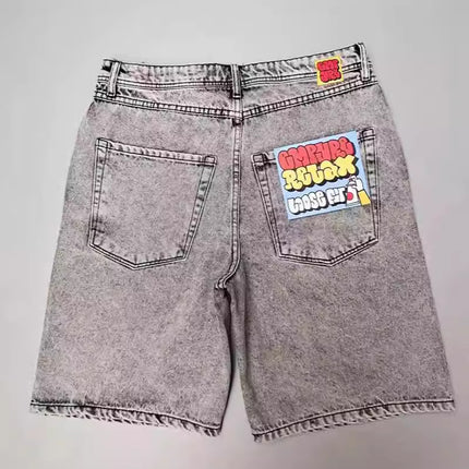 Cross-border E-commerce Skateboard Denim Shorts Washed Denim Shorts Men's Summer Loose Retro Trendy Brand Casual Shorts
