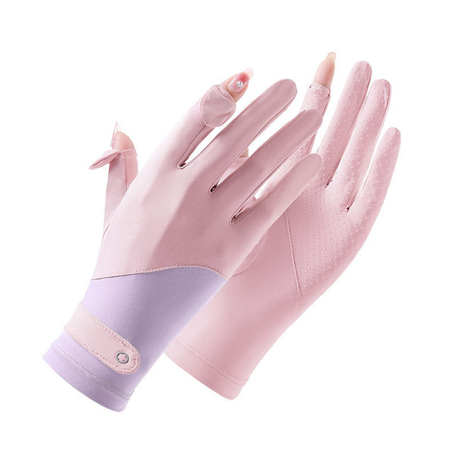 Sunscreen Gloves Women's Summer Ice Silk UV-resistant Breathable Non-slip Thin Riding Outdoor Electric Car Gloves