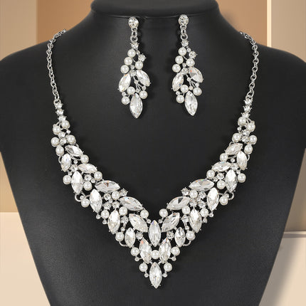European and American Cross-Border Necklace, Earrings, Jewelry Set, Bridal Banquet Dress Accessories, Fashionable Women's Jewelry, Light Luxury Style