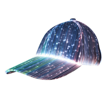 Halloween Source Manufacturer Dynamic Light-Up Hat Travel Hat Deep Crown Curved Brim Face-Slimming Led Light Fiber Optic Fluorescent Hat