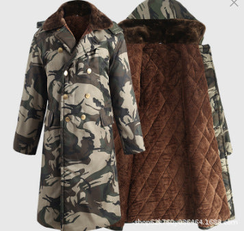 Thickened Winter Men's Extra Long Over-The-Knee Arctic Velvet Liner Removable Cotton Coat to Prevent Cold and Warm Work Cotton Coat