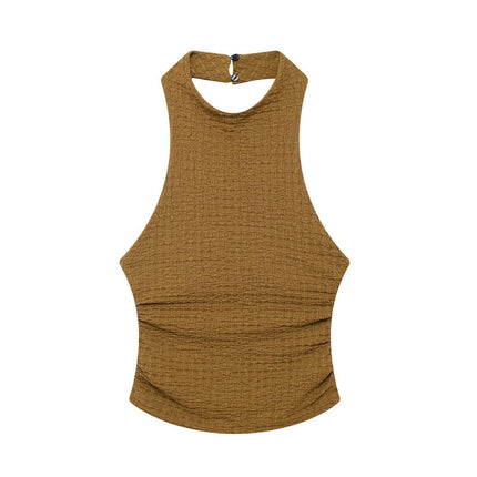 Foreign trade cross-border supply wholesale European and American wind texture hanging neck collar jacket 5039492 texture pants 5039347