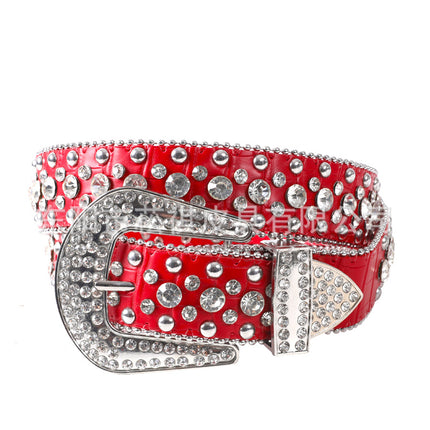 Women's Belt with Rhinestone Inlay Decoration, Versatile for Jeans, Bbsimon Belt Manufacturer Wholesale, Personalized and Trendy