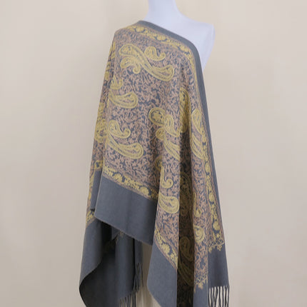 Autumn and Winter 450g Thick Gold Thread Large Cashew Embroidered Flower Scarf Ethnic Style Mother Style Imitation Cashmere Warm Shawl Cloak