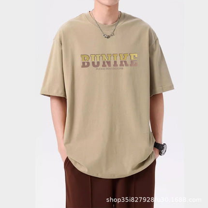 High-end three-pin cotton short-sleeved T-shirt men's three-dimensional flocking brushed silicone design top American fashion brand T-shirt