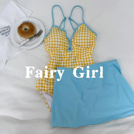 Source Manufacturer Girly Dopamine Swimsuit Outfit for Island Vacation Hot Spring Pure Desire Style Conservative One-Piece Dress