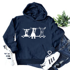 6801-Navy Blue Hoodie (White font) / S