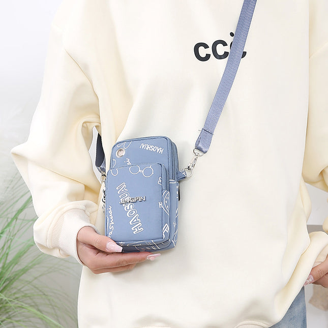 New Casual Small Satchel Oxford Cloth Shoulder Bag Summer Wrist Bag Arm Bag Neck Small Bag Multi-layer Mobile Phone
