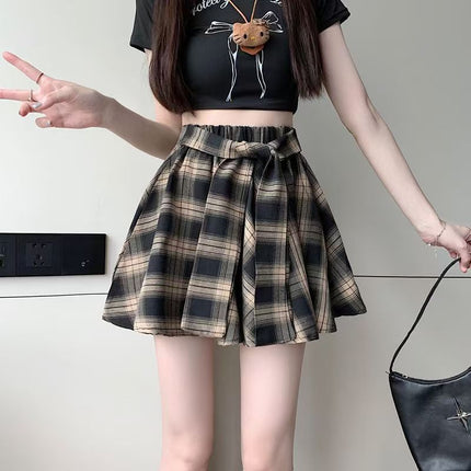 Plaid Skirt Covering Buttocks Summer Half Skirt Female Hip-Hop Decoration Student Dance Layered Shirt Skirt Butt Curtain Short Skirt