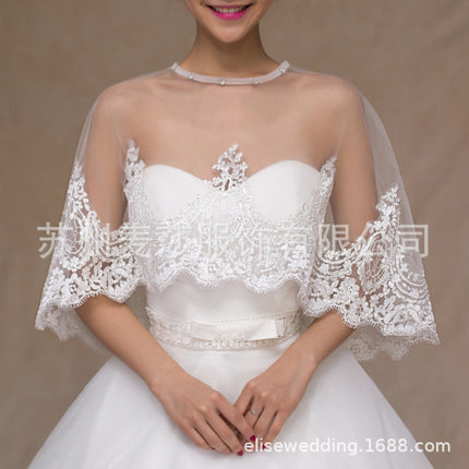 Spot Mesh Lace Shawl Women's Thin Pullover Cloak Bride Wedding Dress Wedding Shawl Ebay Amazon