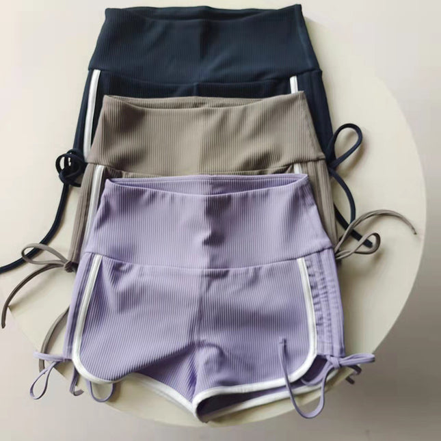 New Summer Quick-Drying Side Drawstring Sexy Hot Pants for Dancing, Fitness and Running, Breathable Three-Point Yoga Shorts for Women