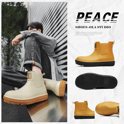 Cross-border Mid-barrel Rain Boots Men's Outdoor All-match Waterproof Fishing Shoes Couple's Camping Rain Boots Non-slip Wear-resistant Kitchen Shoes