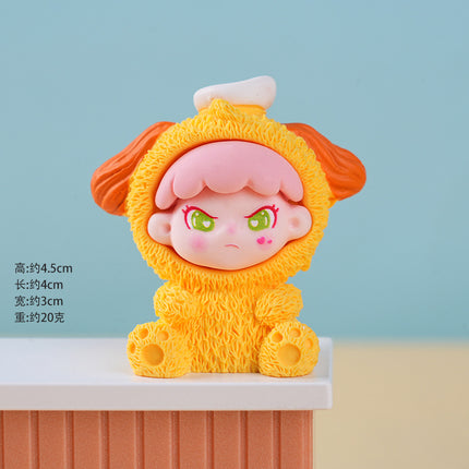 New Cartoon Sitting Posture Cute DIY Backpack Pendant Resin Keychain Phone Case Micro Landscape Ornament