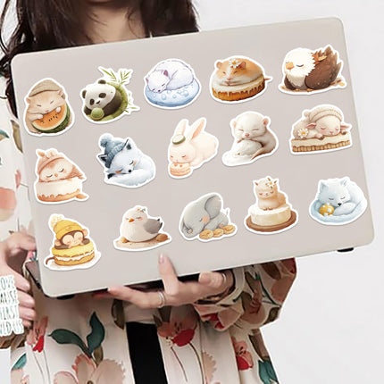 50 Sleeping Animal Series Sticker Bag Decorative Phone Case Laptop Stationery Waterproof Children's Toy Stickers